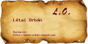 Létai Orbán névjegykártya